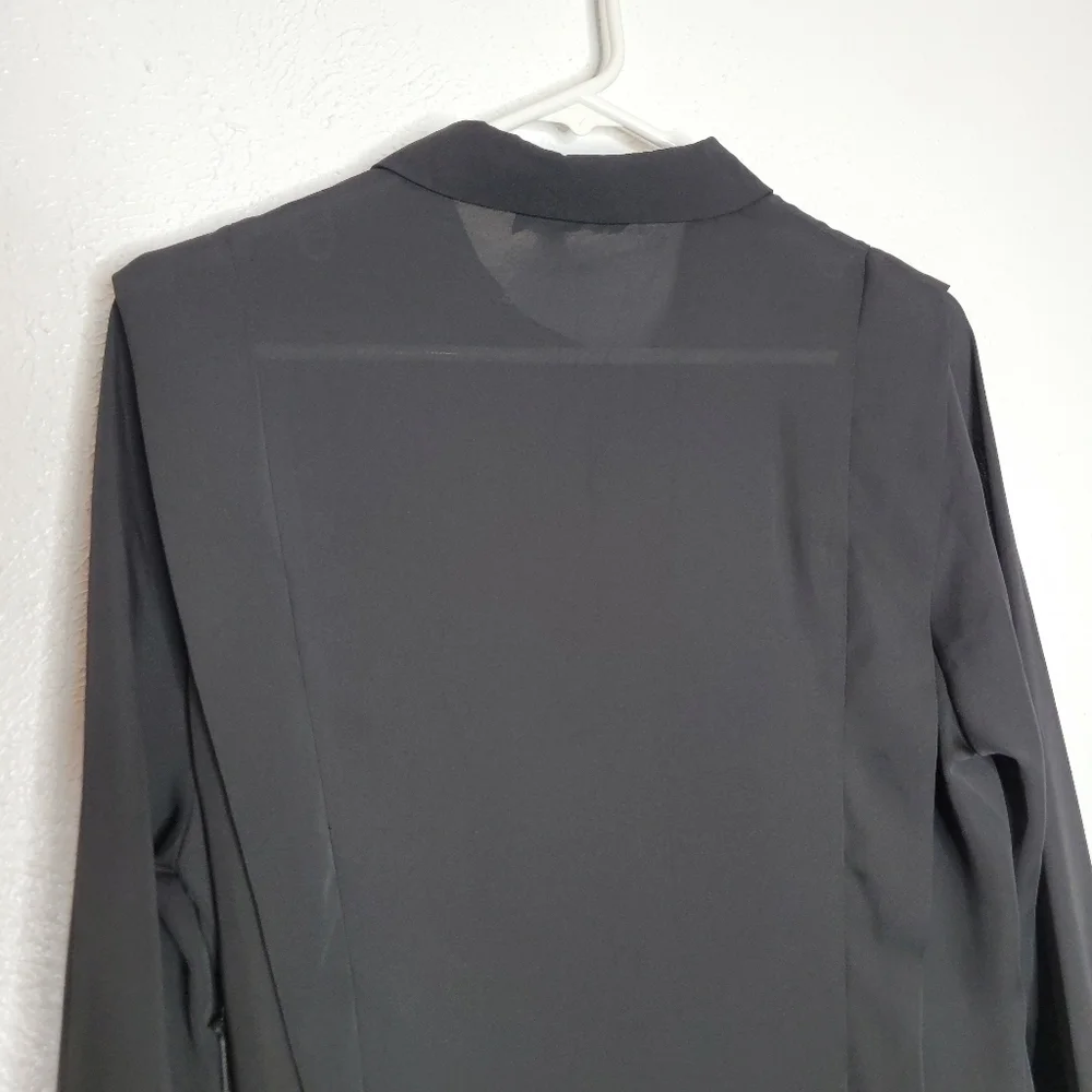 Laundry by Shelli Segal Sheer Black Button-up Shirt Women's Size Small New - Picture 10 of 15